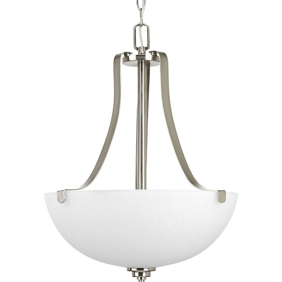 Progress Lighting Legend 3-Light Brushed Nickel Transitional Etched Glass Shaded Chandalier (Dome) (Model P3505-09)