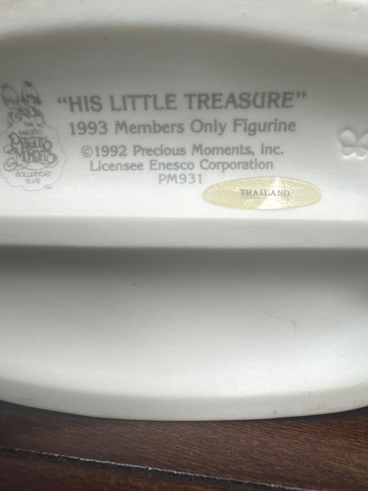 "His Little Treasure" Precious Moments 1993 Members Only Figurine