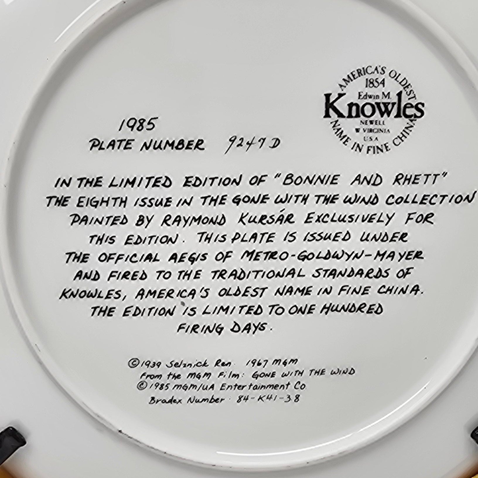 Edwin Knowles - Gone with the Wind - Bonnie and Rhett Plate