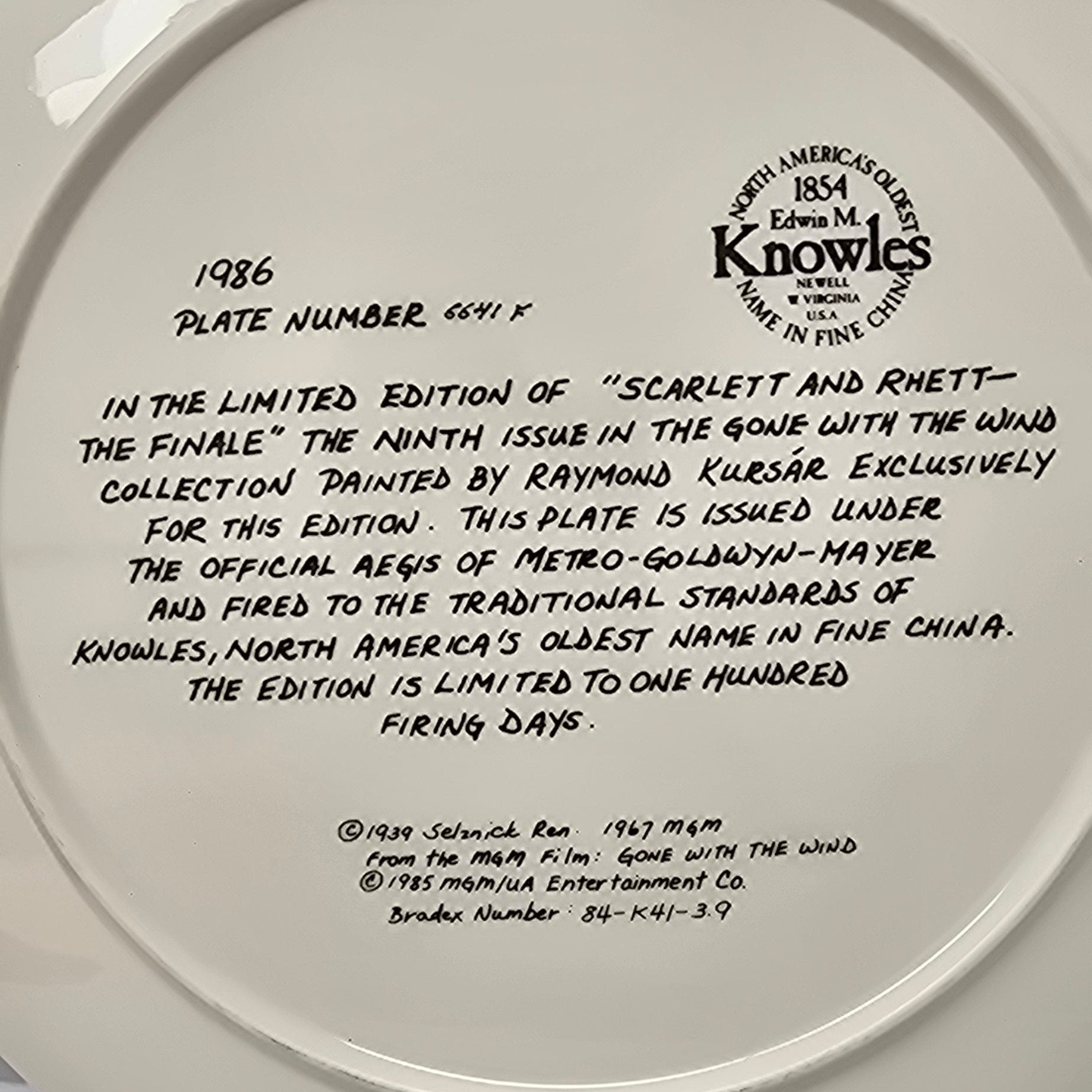 Edwin Knowles - Gone with the Wind - Scarlett and Rhett - The Finale Plate