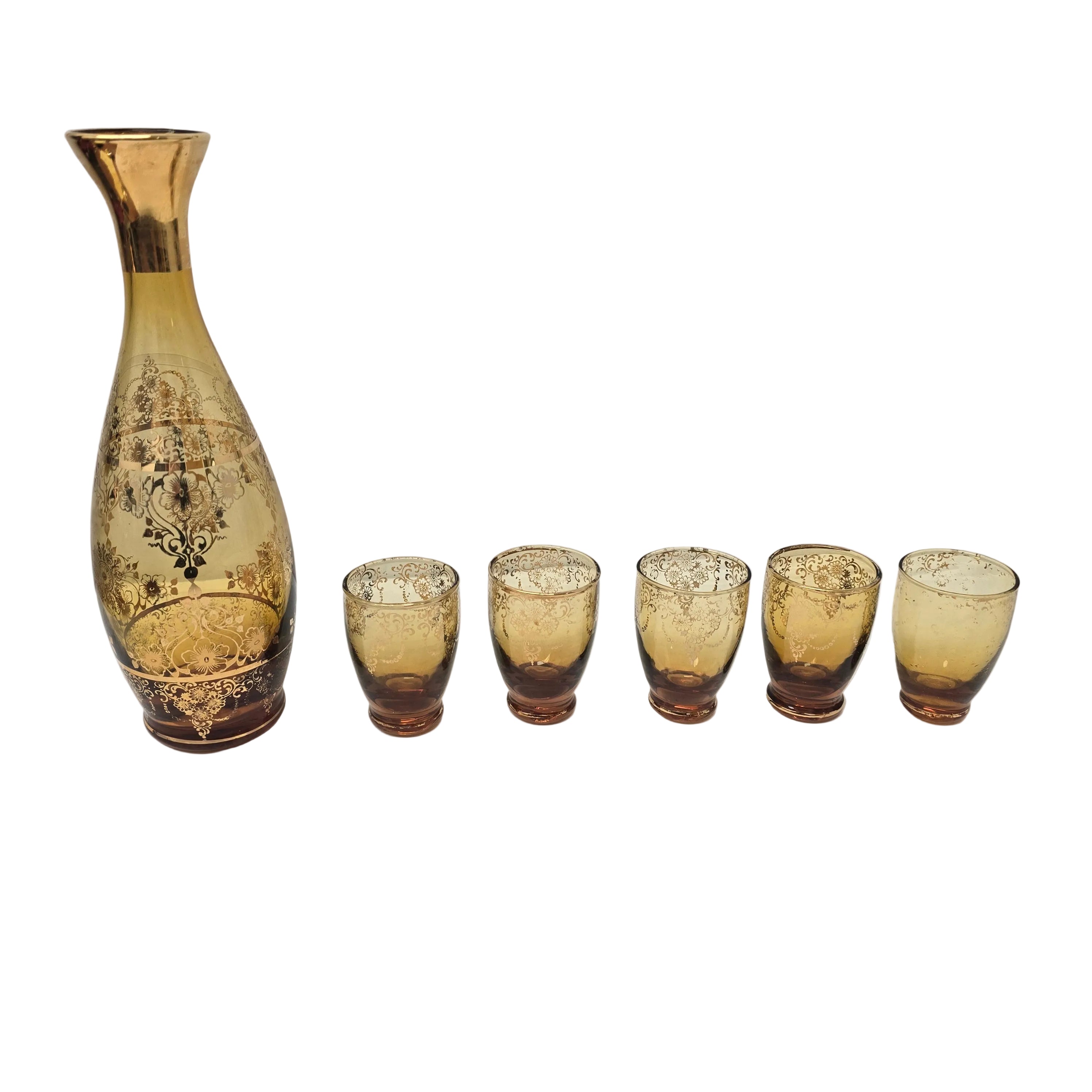 Laguna Murano Venezia Amber Gold Decanter Set