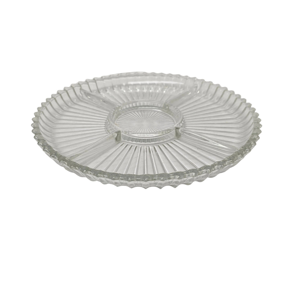 Vintage Cut Glass Relish Dish  5 separate compartments