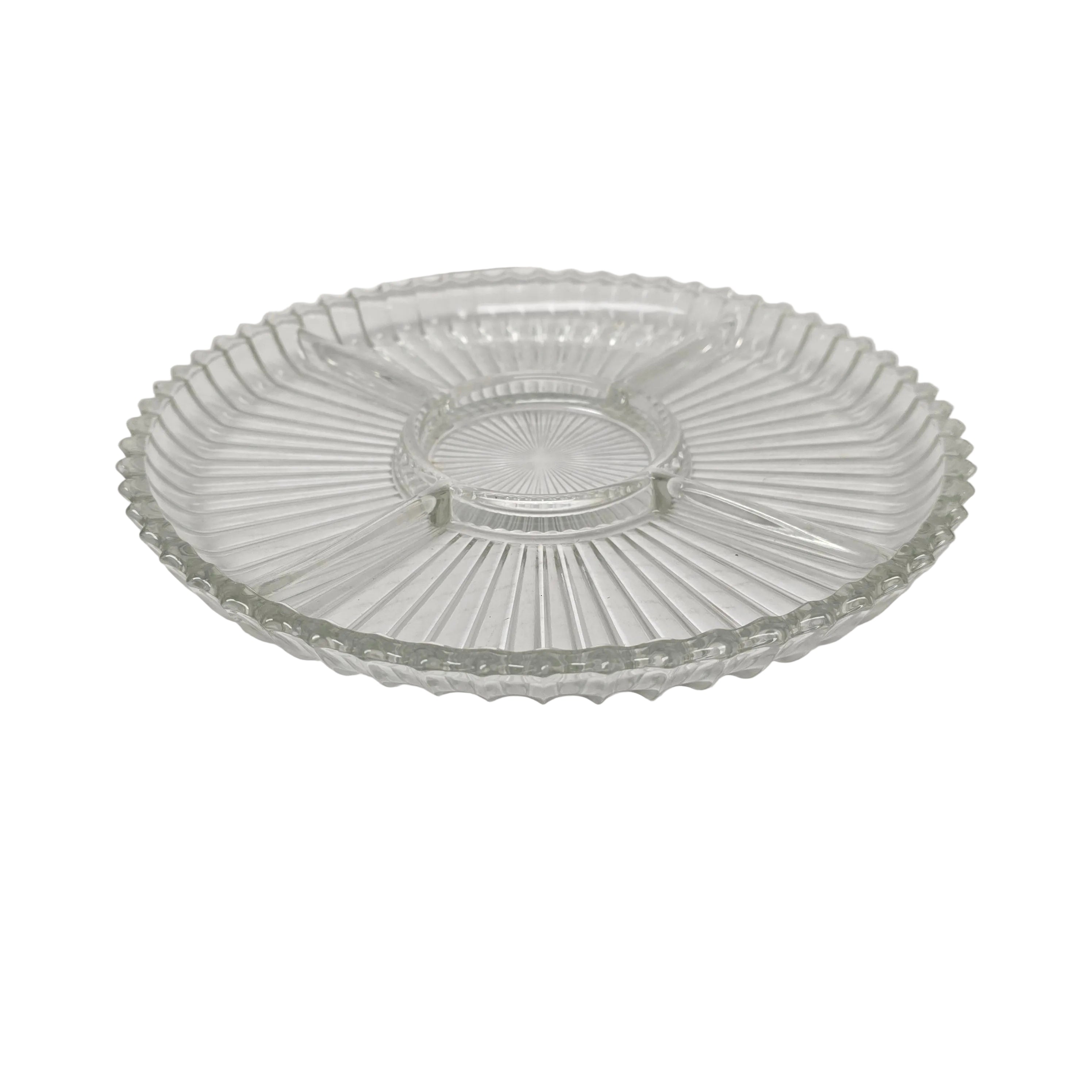Vintage Cut Glass Relish Dish  5 separate compartments