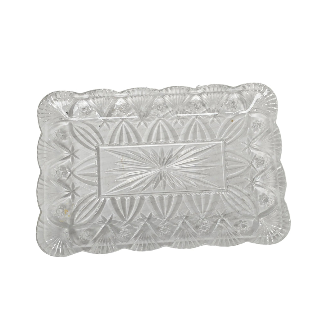 Vintage Cut Clear Glass serving dish