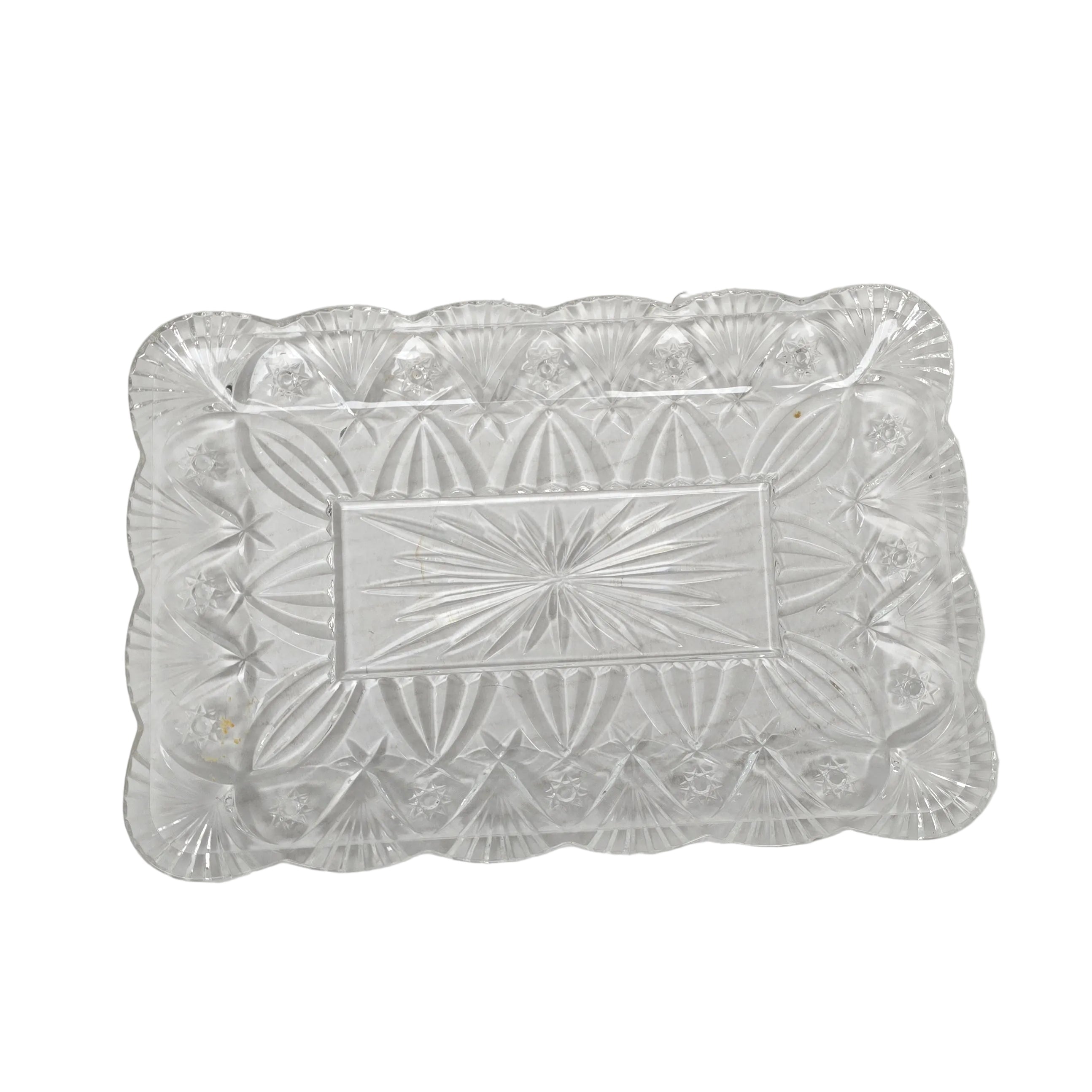 Vintage Cut Clear Glass serving dish
