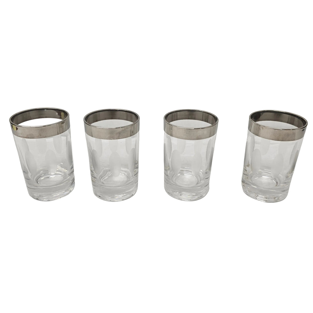 Vintage Dorothy Thorpe Style Etched Thumbprint Lowball Cocktail Glasses - set