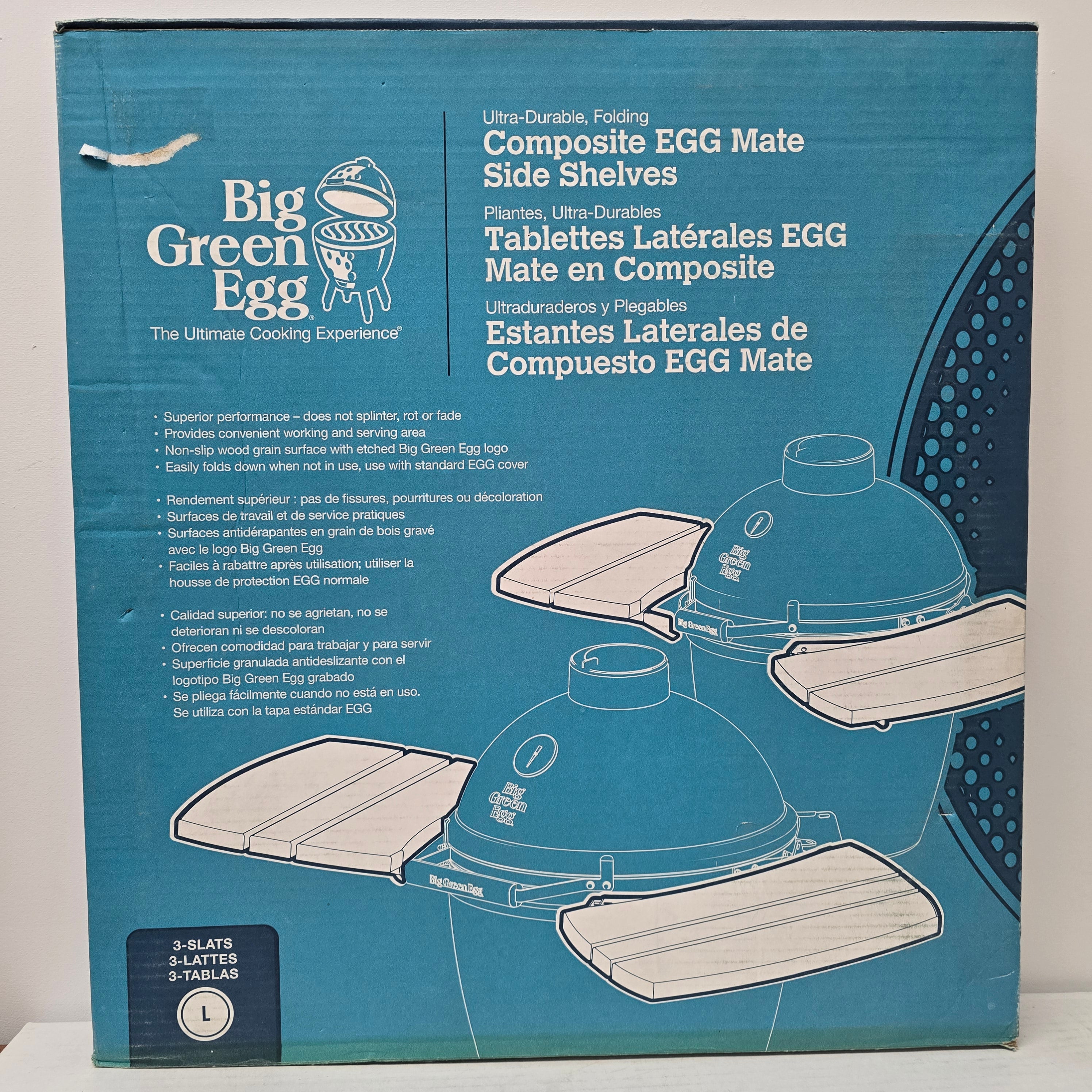 Big Green Egg 115430 3-Slat Side Shelves, Composite, For: Large Eggs