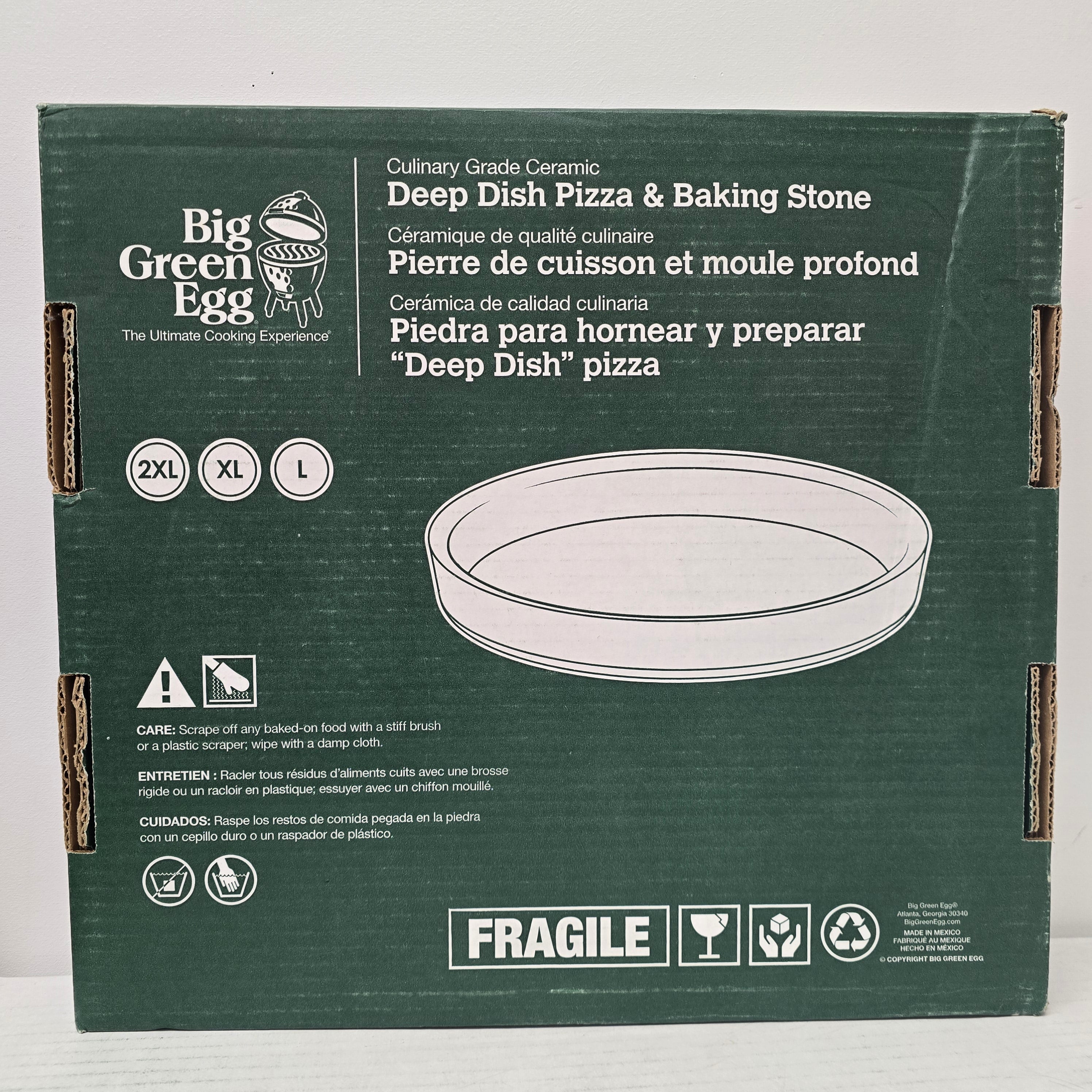 Big Green Egg Culinary Grade Ceramic Deep Dish and Baking Stone L-2XL