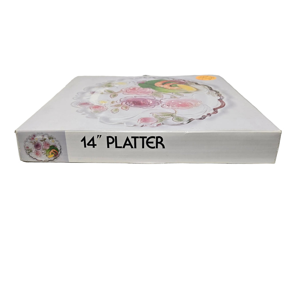 Glass Crystal Floral 14" Platter