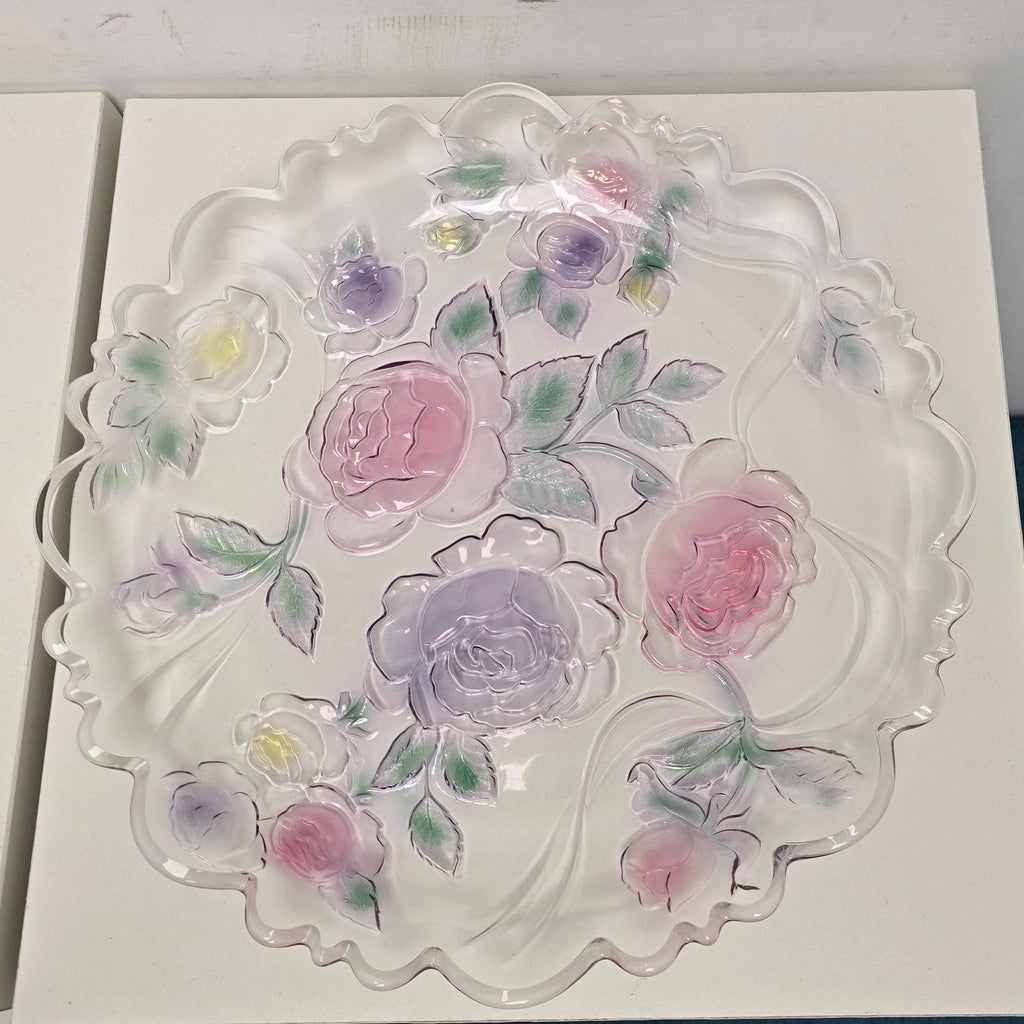 Glass Crystal Floral 14" Platter