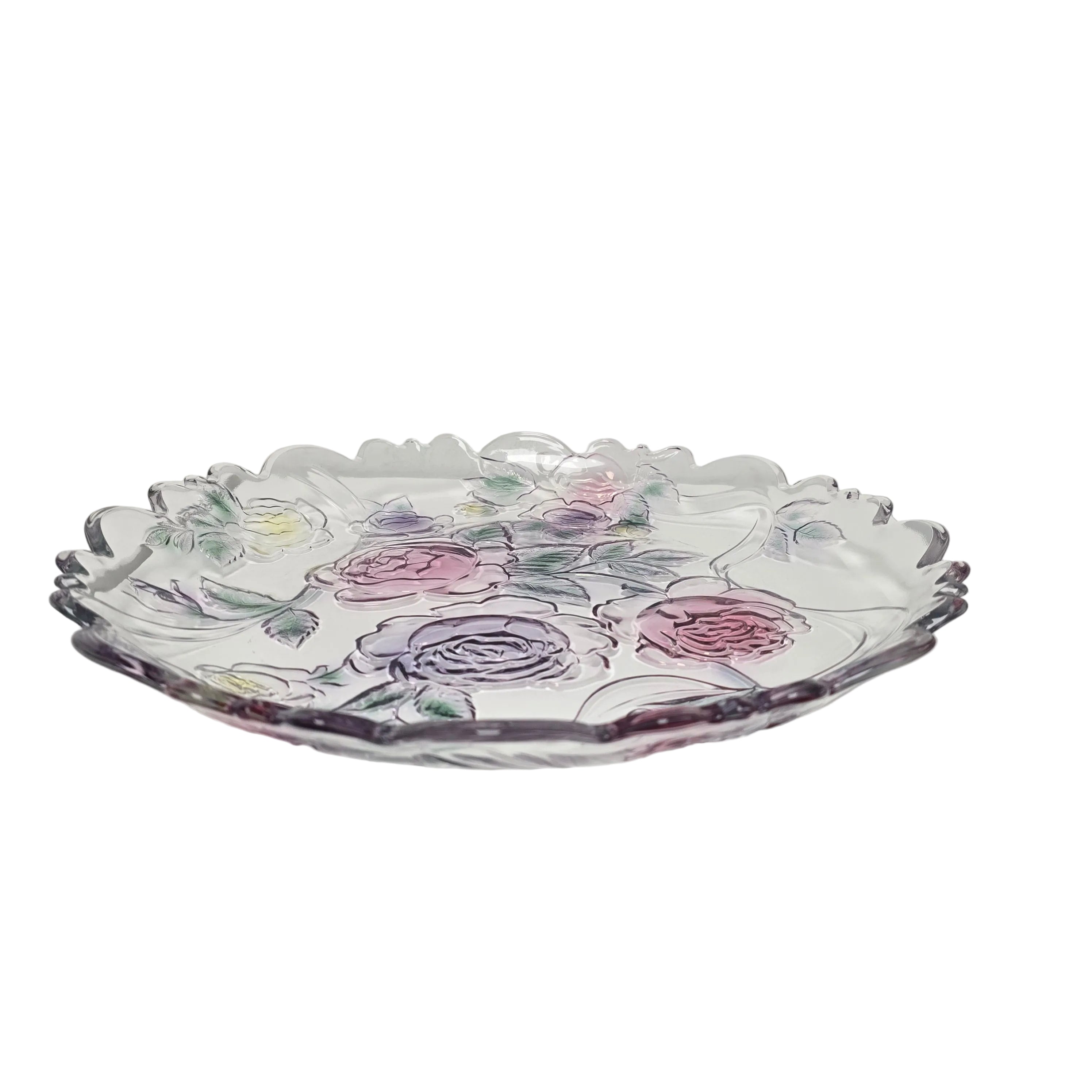 Glass Crystal Floral 14" Platter