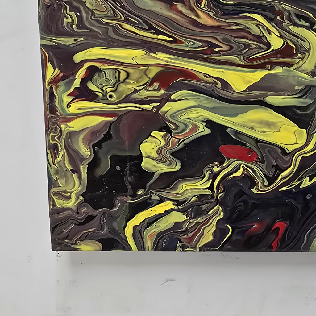 Stan Teich Black Abstract Painting Titled Exo Planet 2