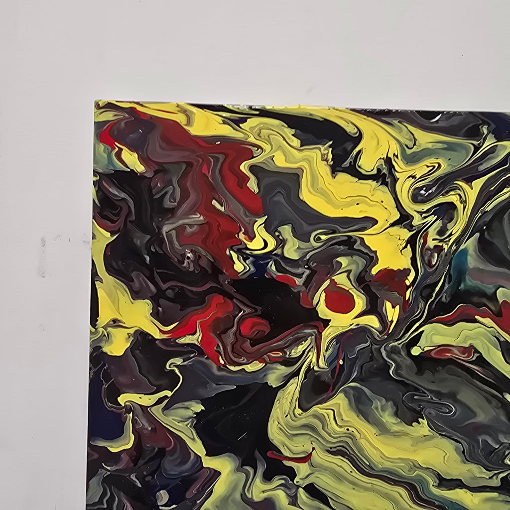 Stan Teich Black Abstract Painting Titled Exo Planet 2