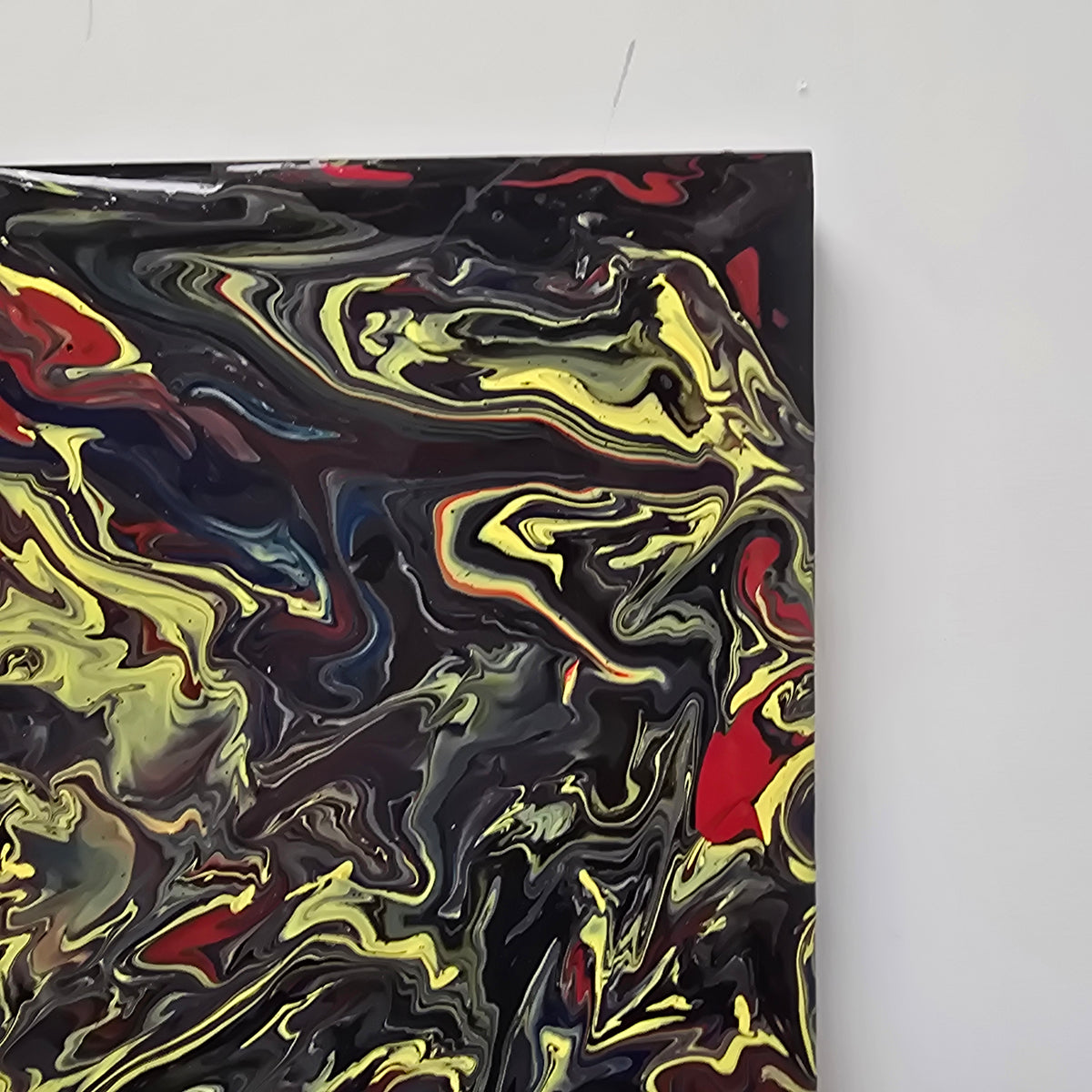 Stan Teich Black Abstract Painting Titled Exo Planet 2