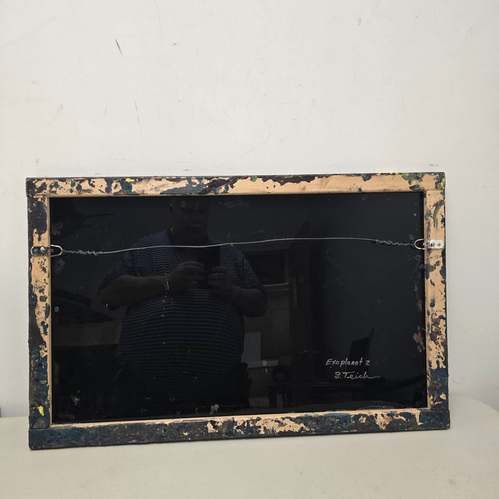 Stan Teich Black Abstract Painting Titled Exo Planet 2