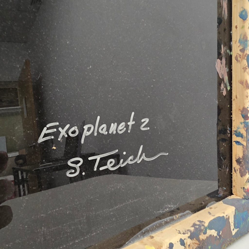 Stan Teich Black Abstract Painting Titled Exo Planet 2