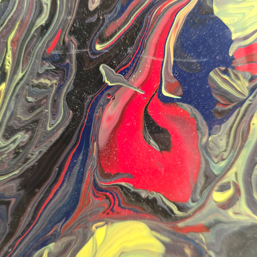 Stan Teich Black Abstract Painting Titled Exo Planet 2