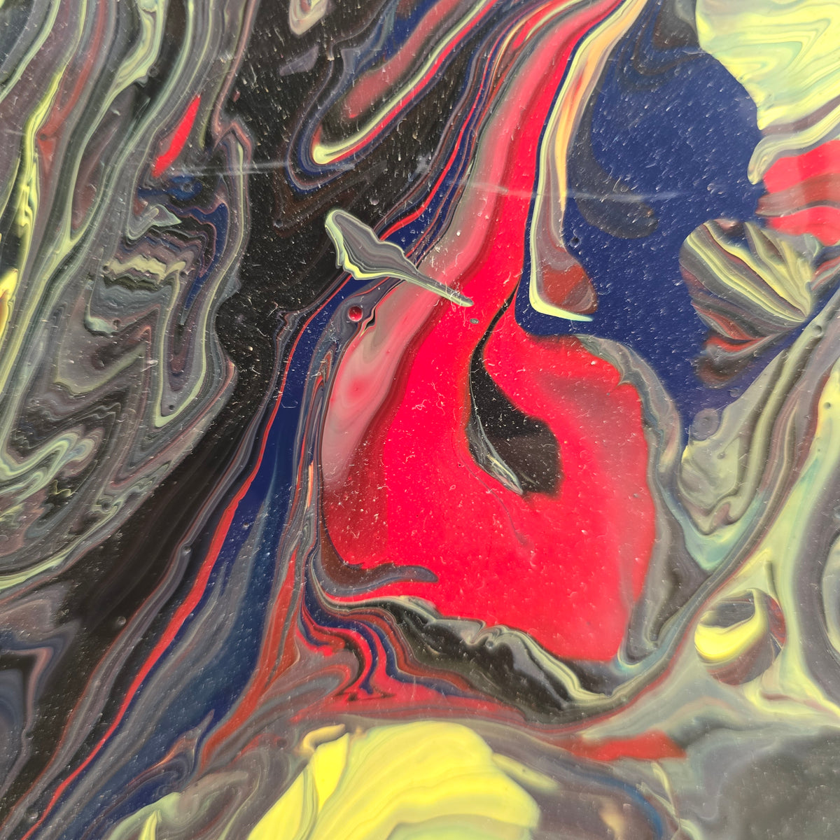 Stan Teich Black Abstract Painting Titled Exo Planet 2
