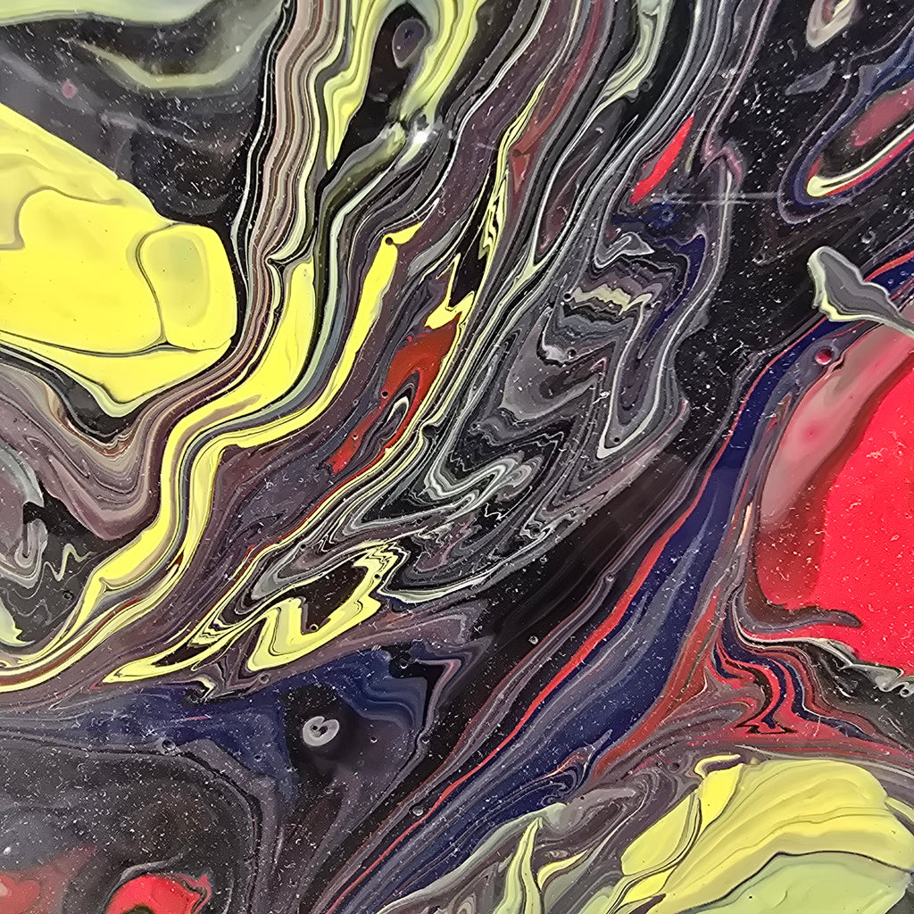 Stan Teich Black Abstract Painting Titled Exo Planet 2