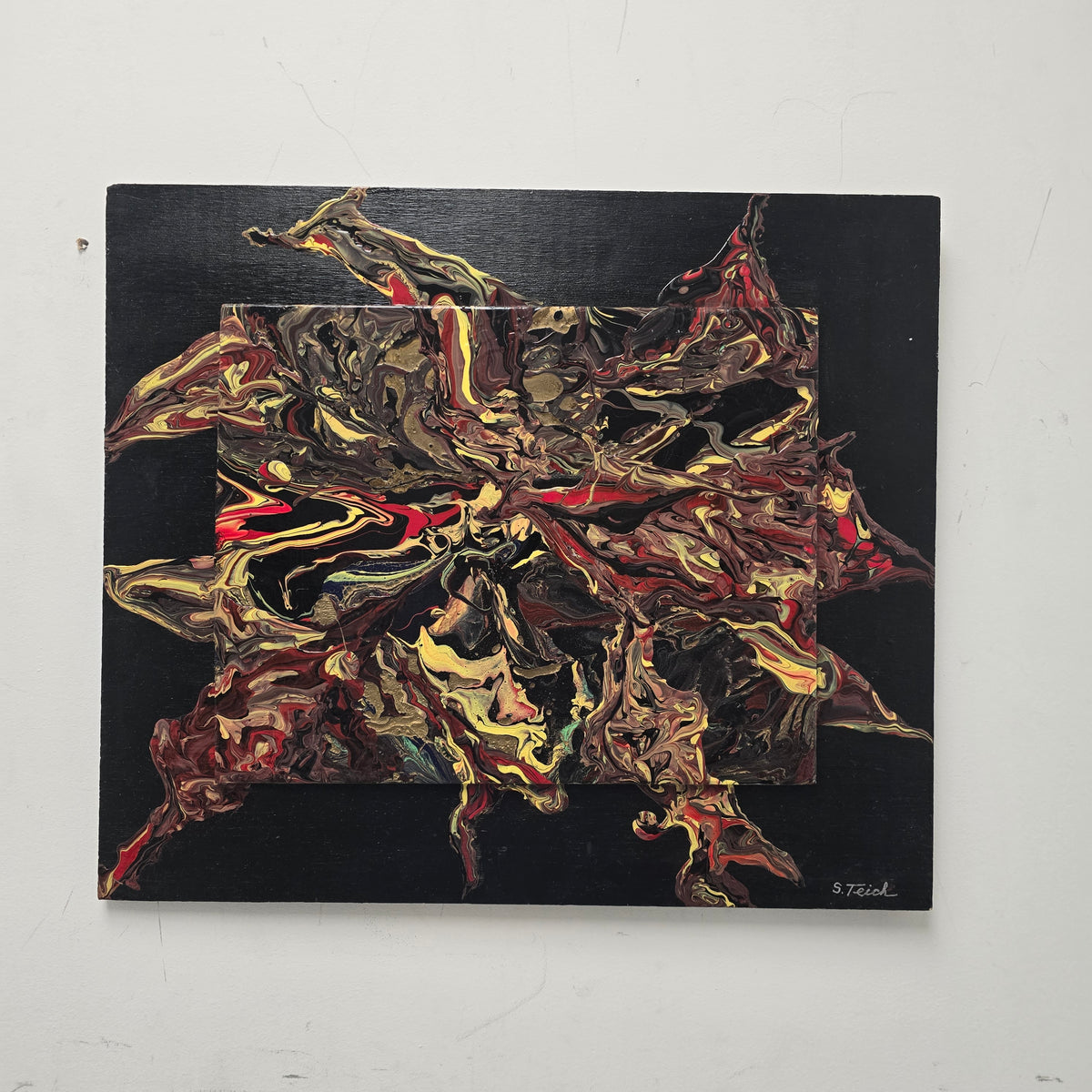 Stan Teich Painting Black Abstract Painting