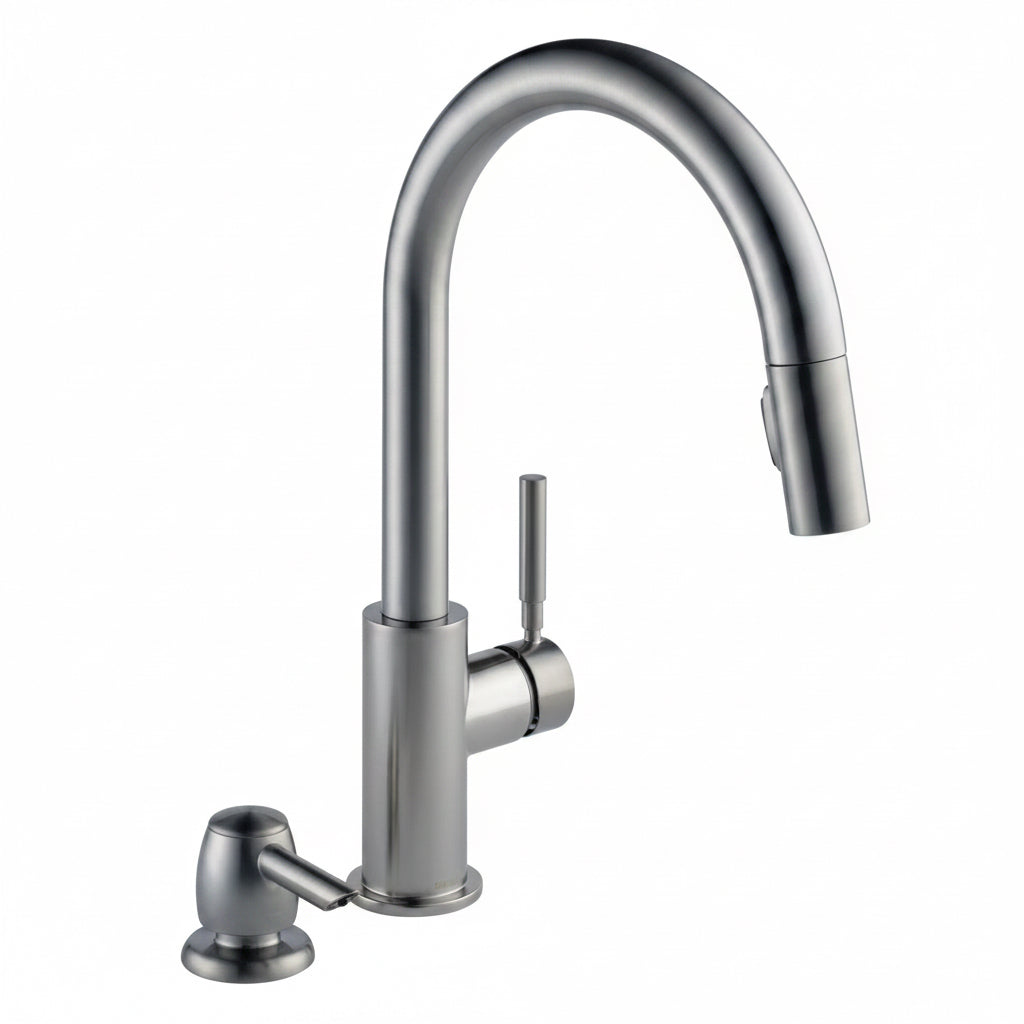 Delta Single-Handle Pull-Down Kitchen Faucet & Soap Dispenser (19933-SPSD-DST)