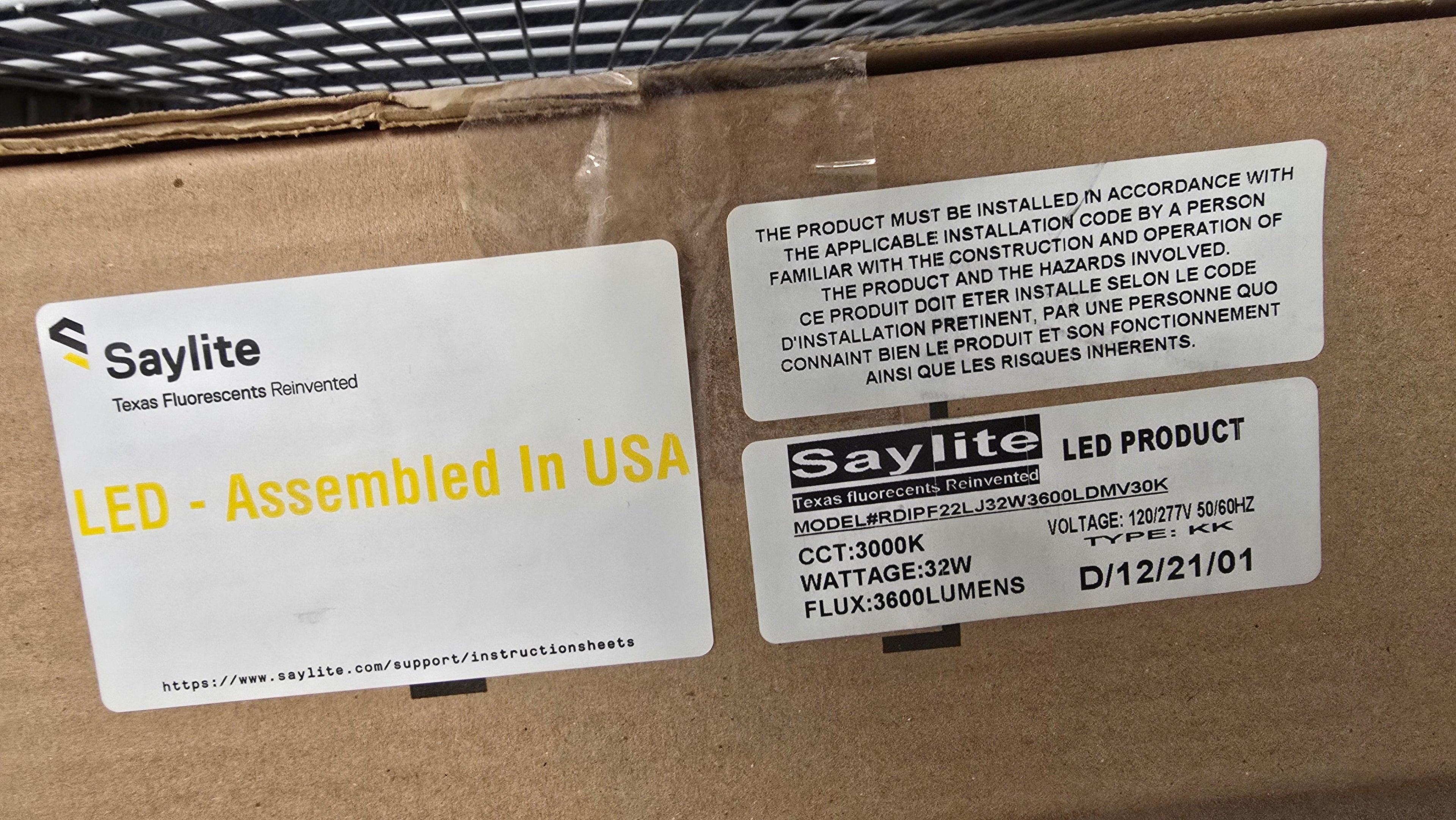 Saylite led ceiling light  panel fixture  product model #rdIpf22lj32w3600ldmv30k