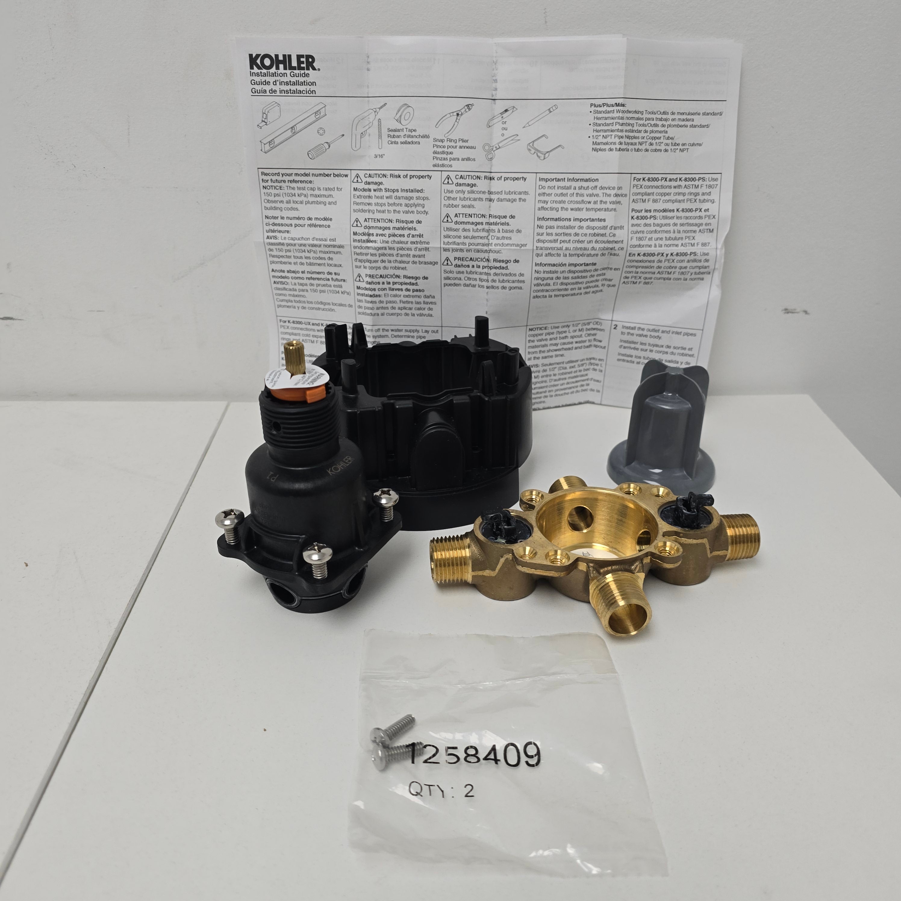 Kolher Pressure-balancing valve body & cartridge kit w/ service stops  K-8304-KS-NA