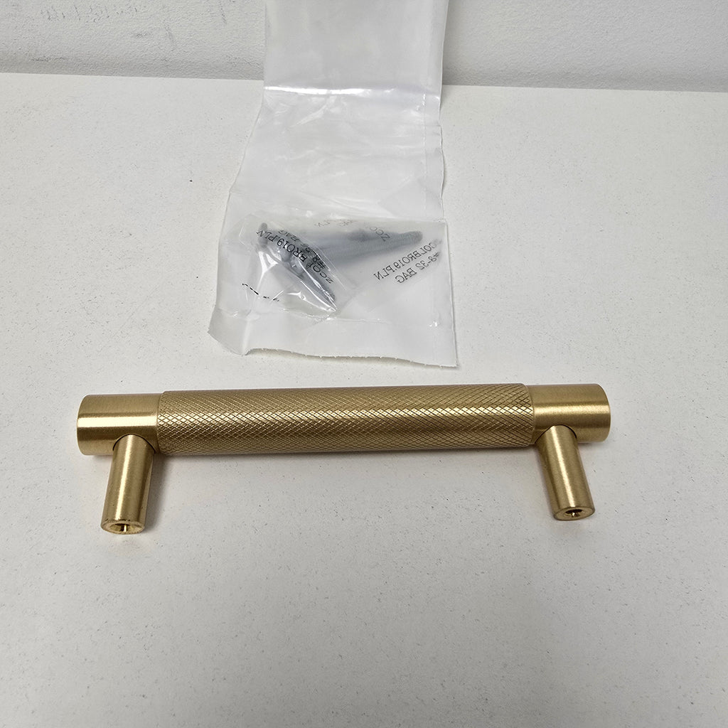 Schoolhouse Solid Brass Knurled Drawer Pull 4" NB (132620)