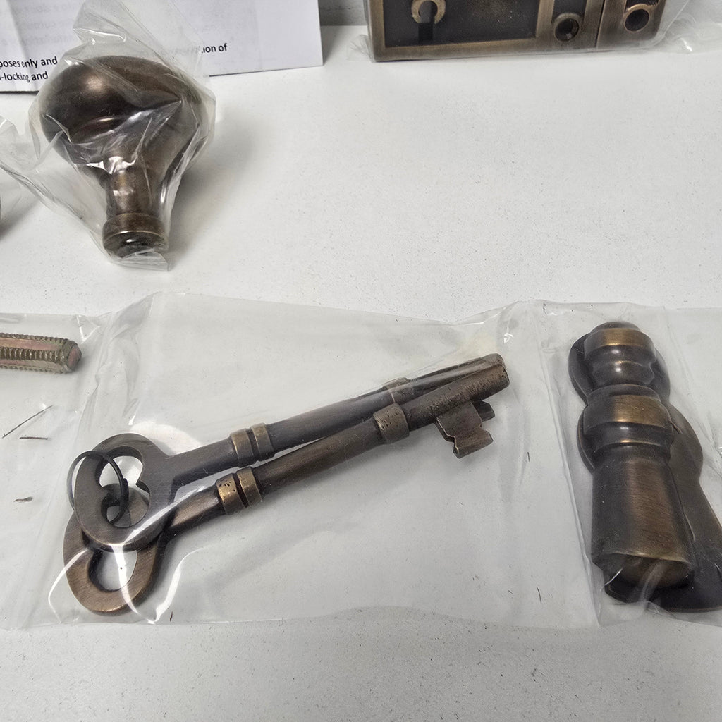 House Of Antique Hardware Brass Rim-Lock Door Set (R-01HH-1022V-153-ABH)