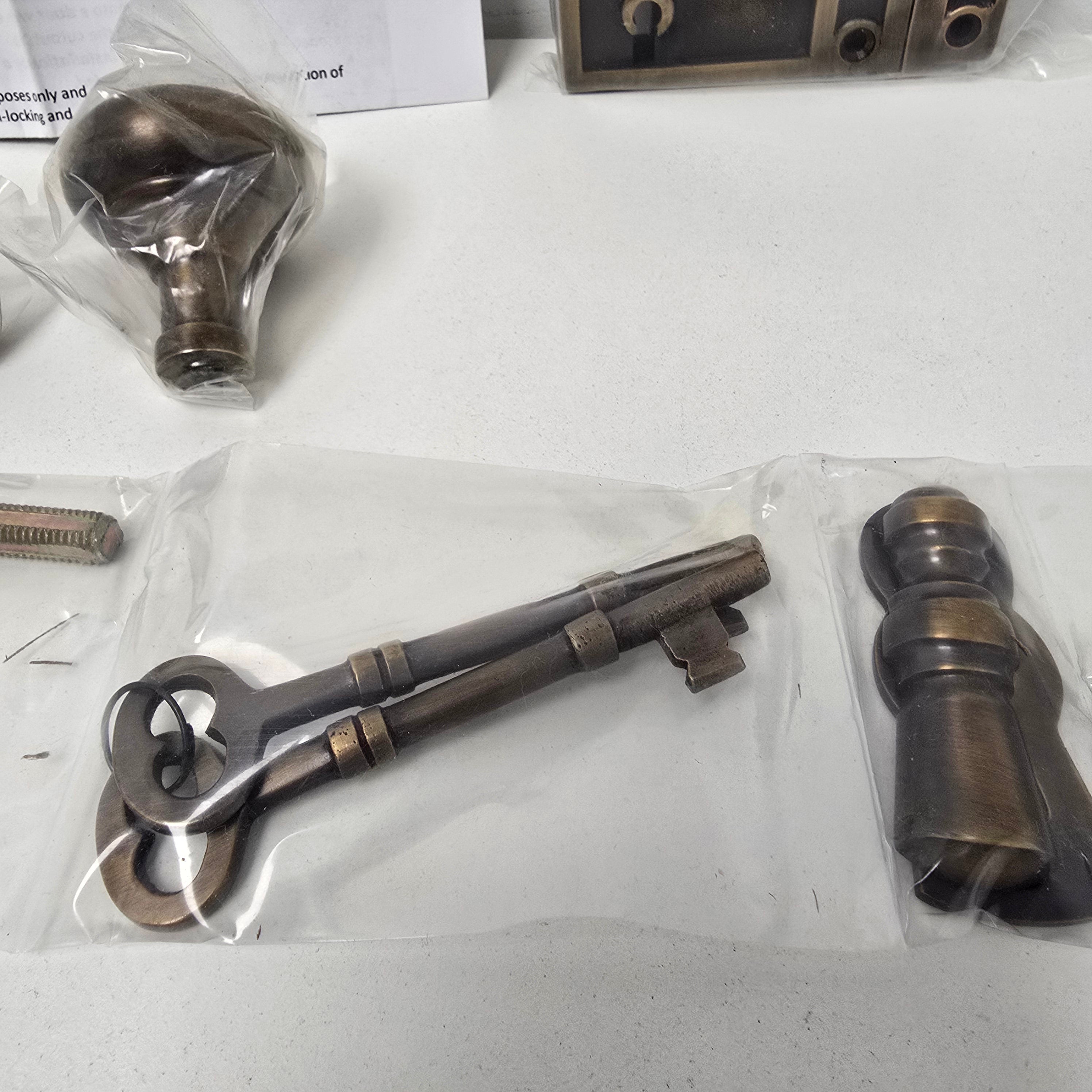 House Of Antique Hardware Brass Rim-Lock Door Set (R-01HH-1022V-153-ABH)