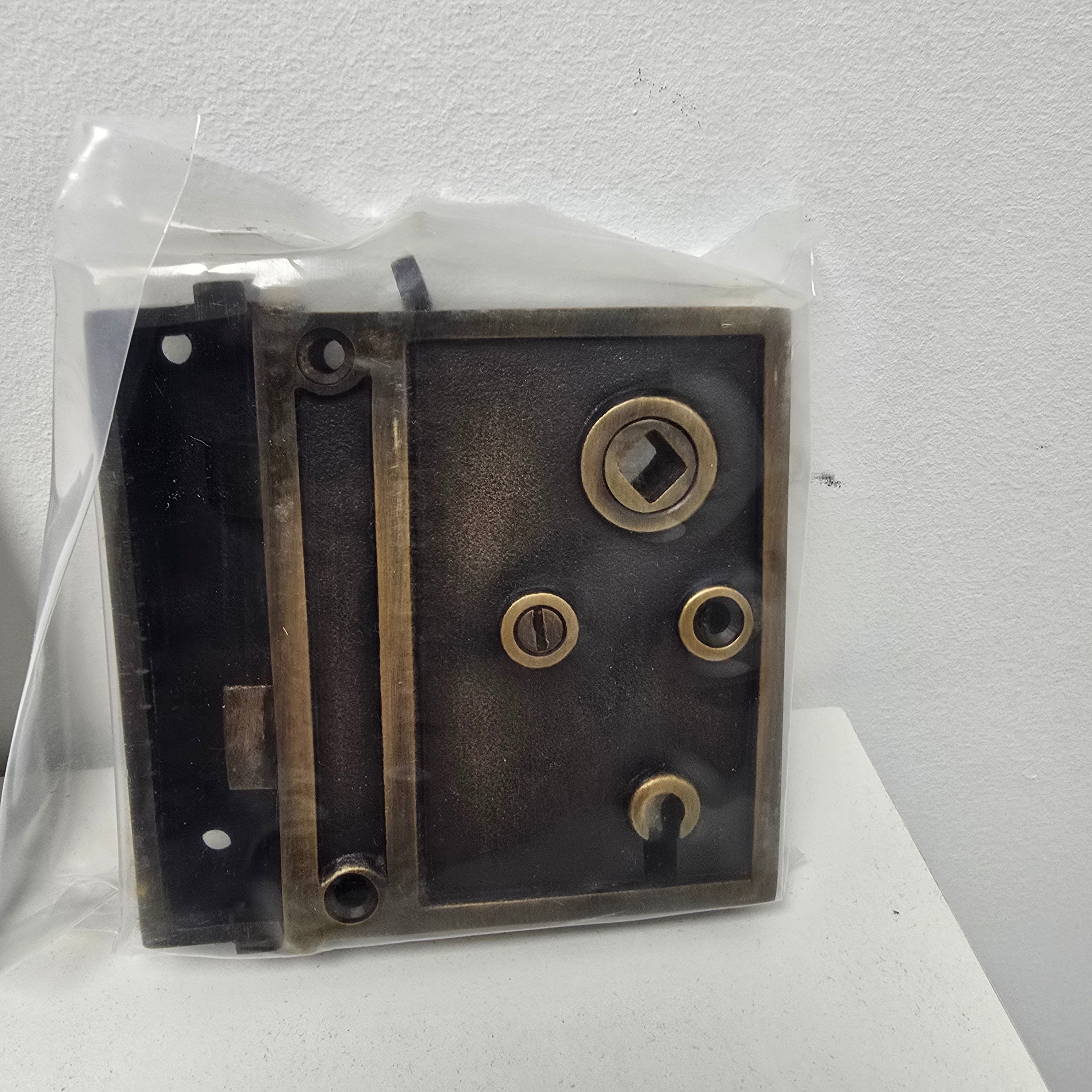 House Of Antique Hardware Brass Rim-Lock Door Set (R-01HH-1022V-153-ABH)