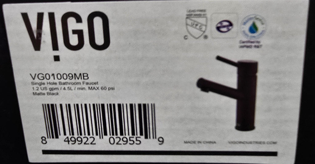 VIGO Noma Single Handle Bathroom Faucet in Matte Black (VG01009MB)