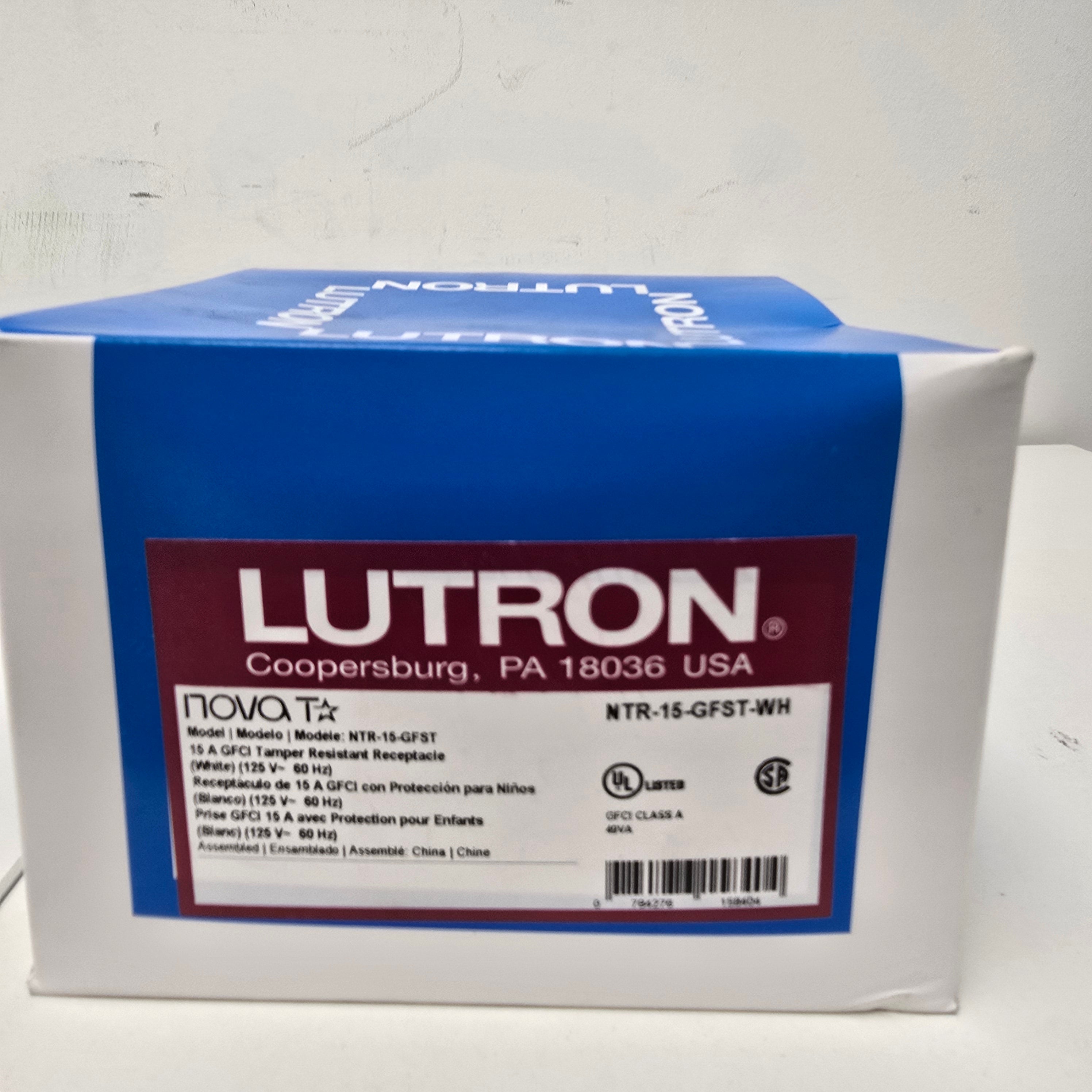 Lutron Nova T Duplex Self-Testing Tamper Resistant GFCI Receptacle (NTR-15-GFST-WH)