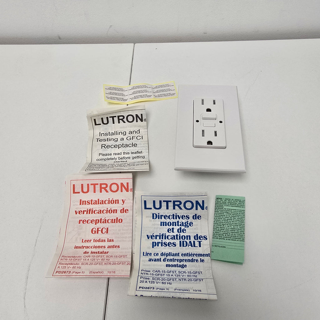 Lutron Nova T Duplex Self-Testing Tamper Resistant GFCI Receptacle (NTR-15-GFST-WH)