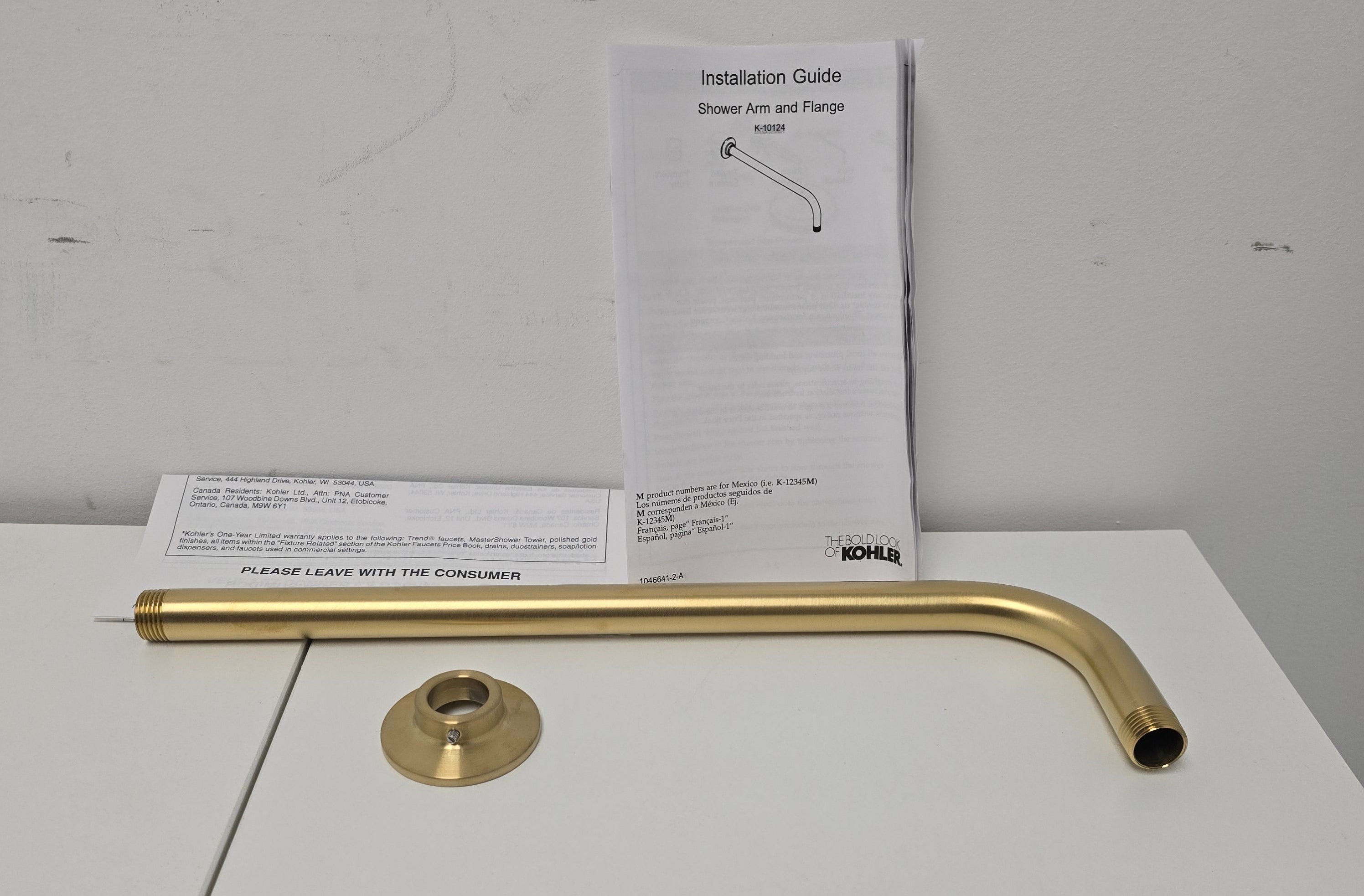 Kohler Wall-mount rainhead arm and flange K-10124