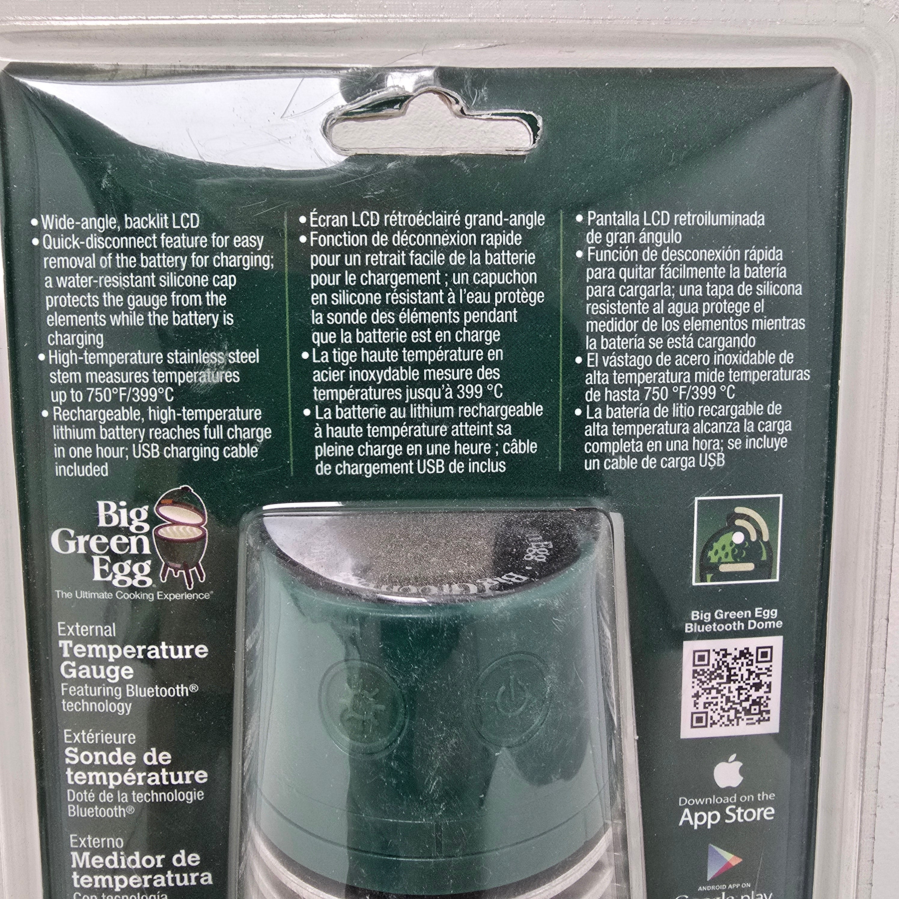 Big Green Egg Bluetooth Dome Thermometer, 32 to 842 deg F, LCD Display (127358)