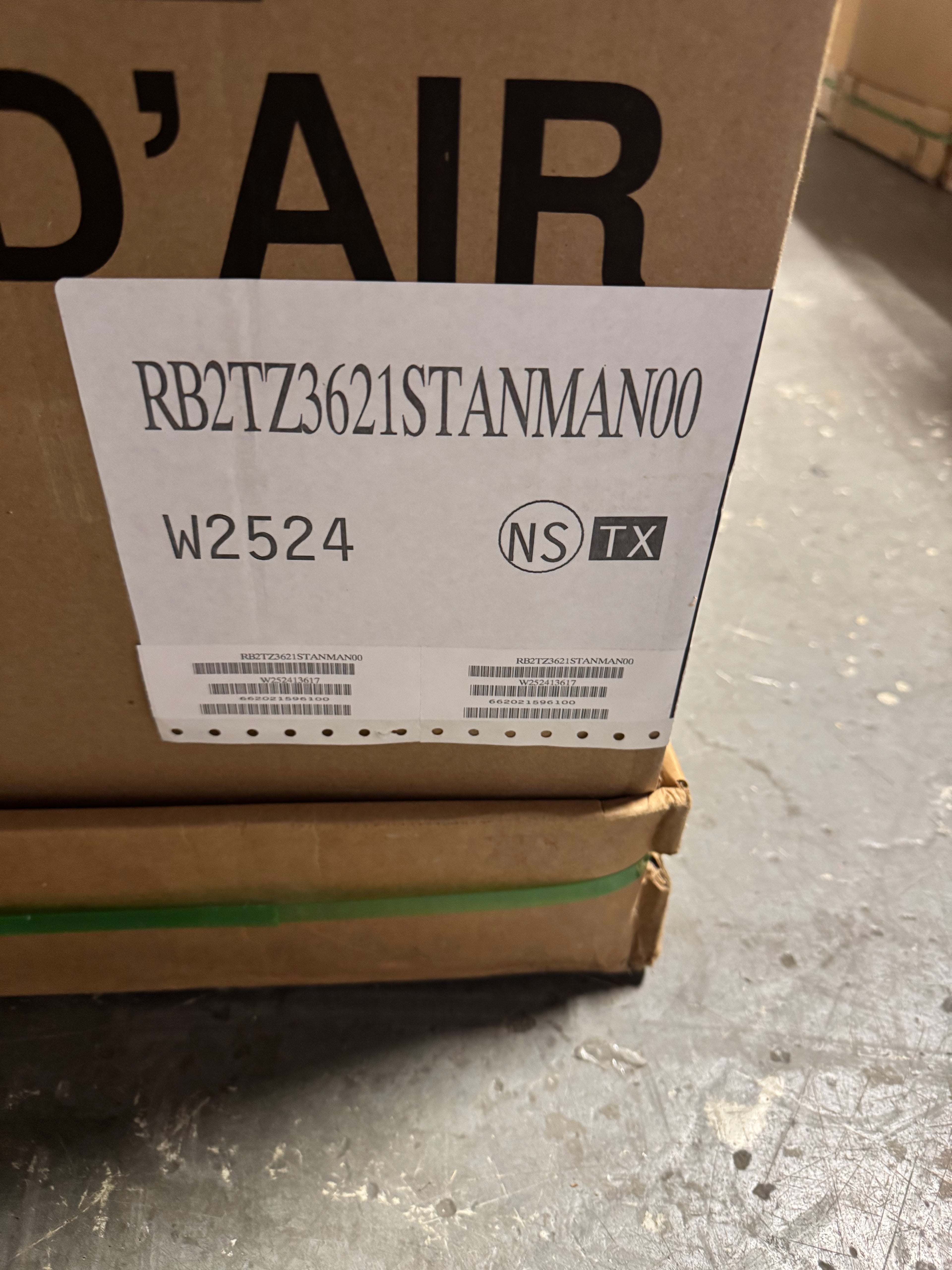 Air Handler - RB2TZ3621STANMAN00 - W2524