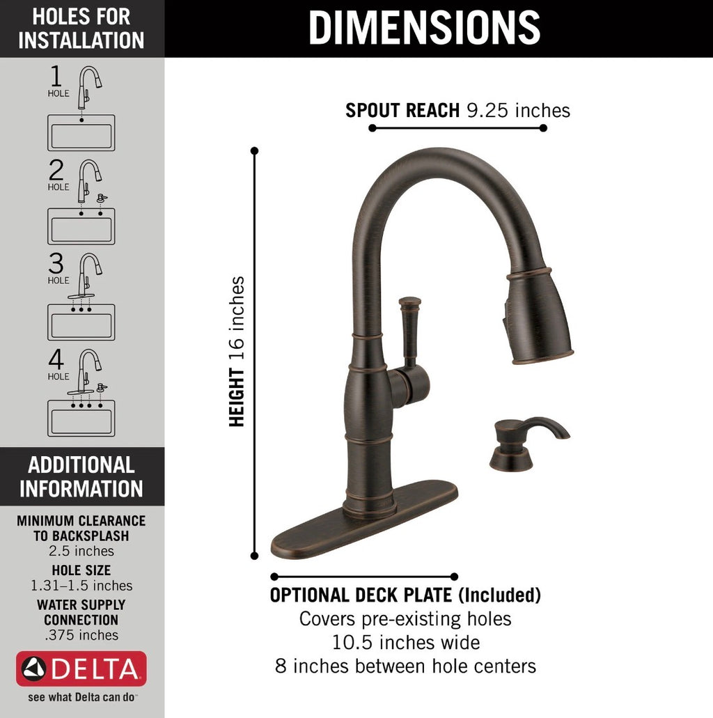 Delta Single-Handle Pull-Down Kitchen Faucet & Soap Dispenser  (19957Z-RBSD-DST)