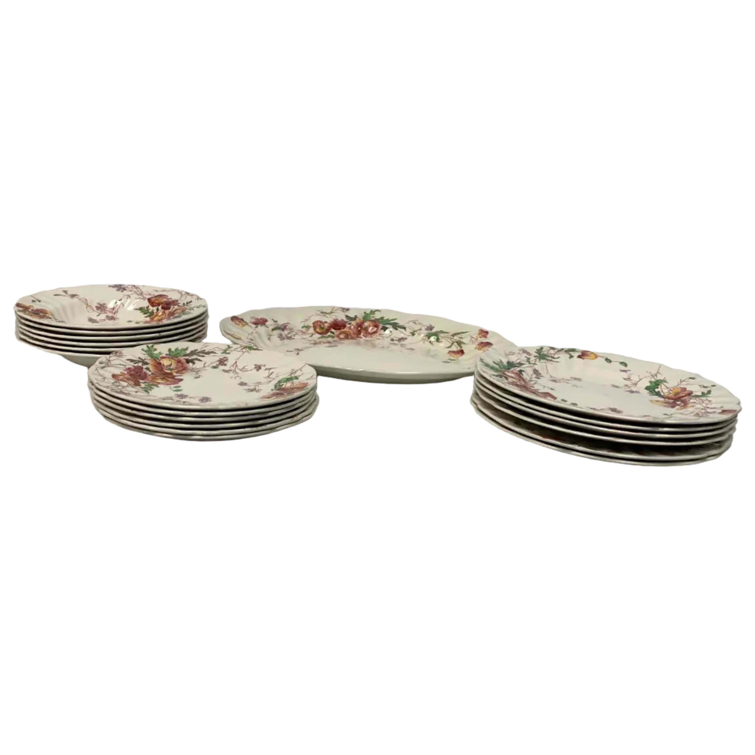 Floral Dinner Plate Set (19 Pieces)