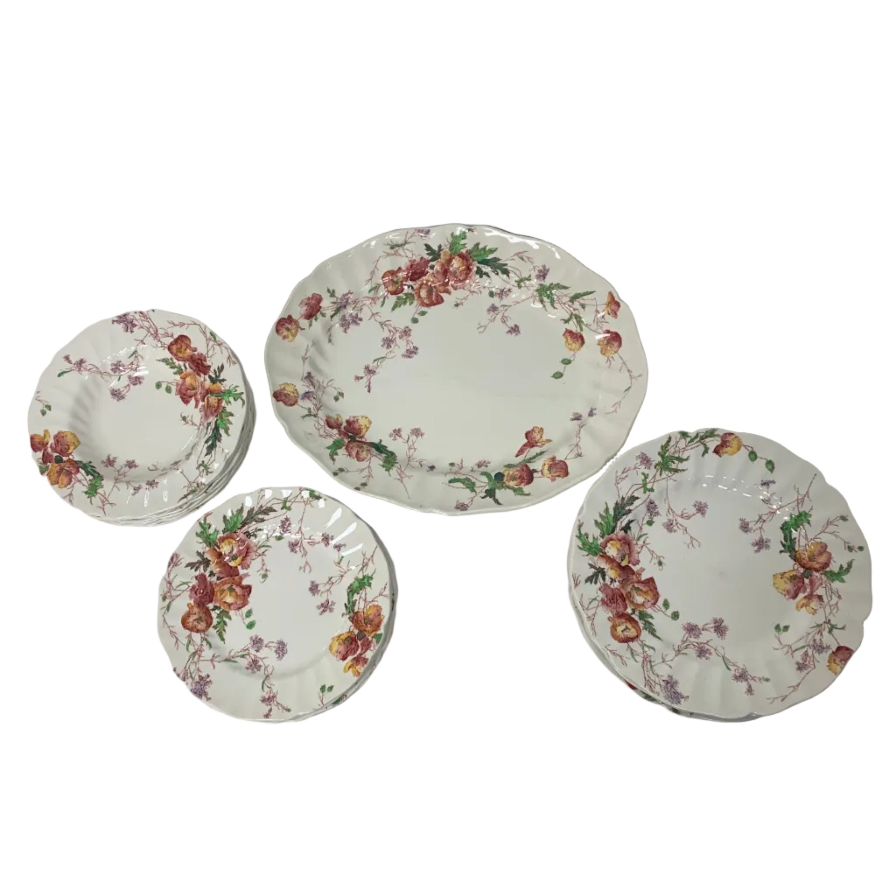 Floral Dinner Plate Set (19 Pieces)