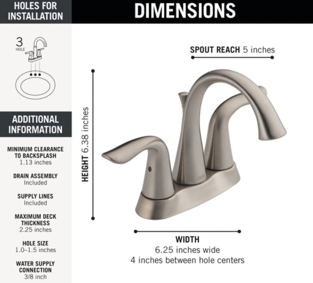 Delta Two-Handle Centerset Bathroom Faucet (2538-SSMPU-DST)