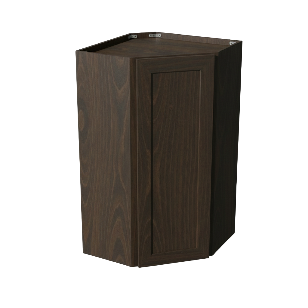 Corner Wall Cabinet by J&K Cabinetry - Walnut - D 12" x W 24" x H 42" Model: WDC2442