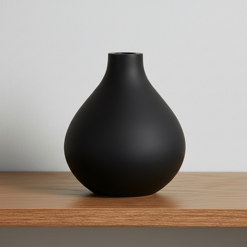 Small Matte Black Tear Drop Bud Vase