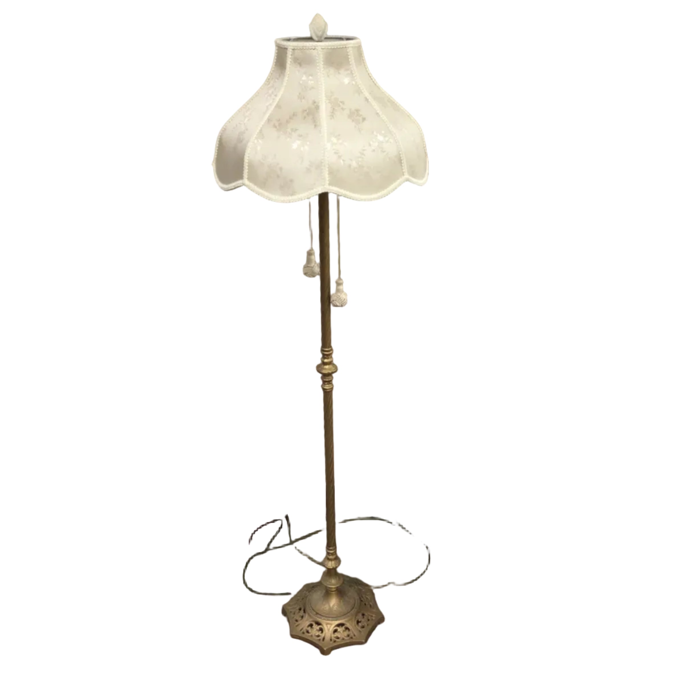 Vintage Shabby Chic Style Floor Lamp with Floral Shade