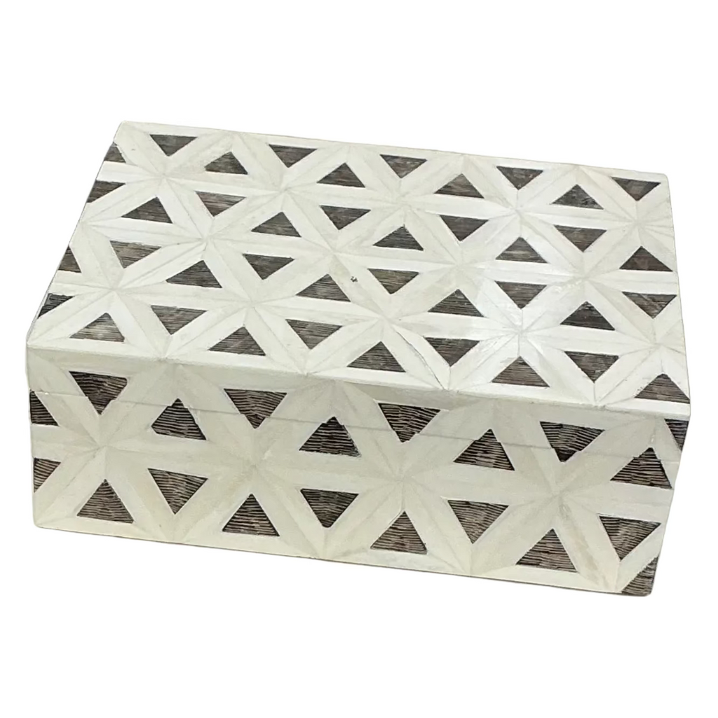 Farm and Garden - Decorative Wood Triangles and Ribbed Trinket Box - Large