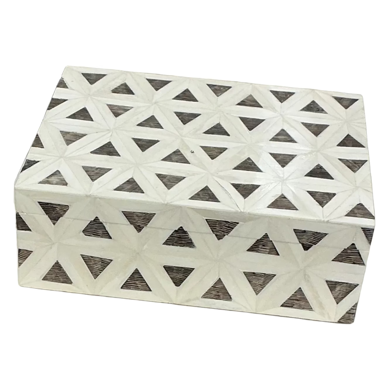Farm and Garden - Decorative Wood Triangles and Ribbed Trinket Box - Large