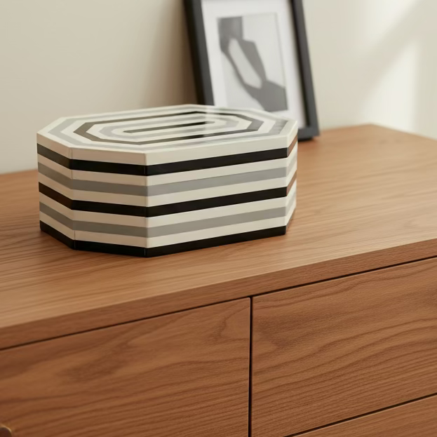Farm and Garden - Octagonal Striped Decorative Box - Large