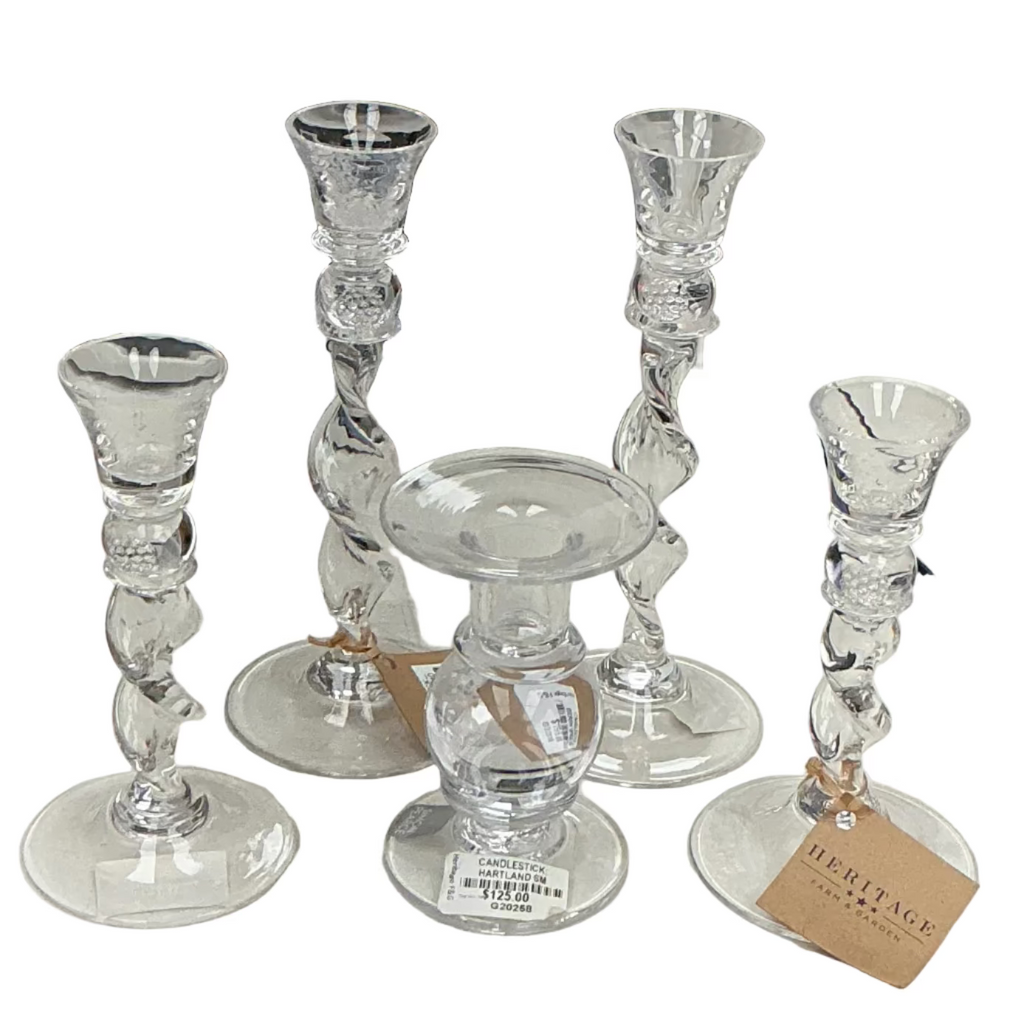Farm and Garden Heritage Set of Glass Candle Holders