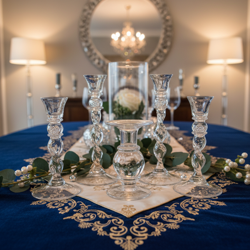 Farm and Garden Heritage Set of Glass Candle Holders