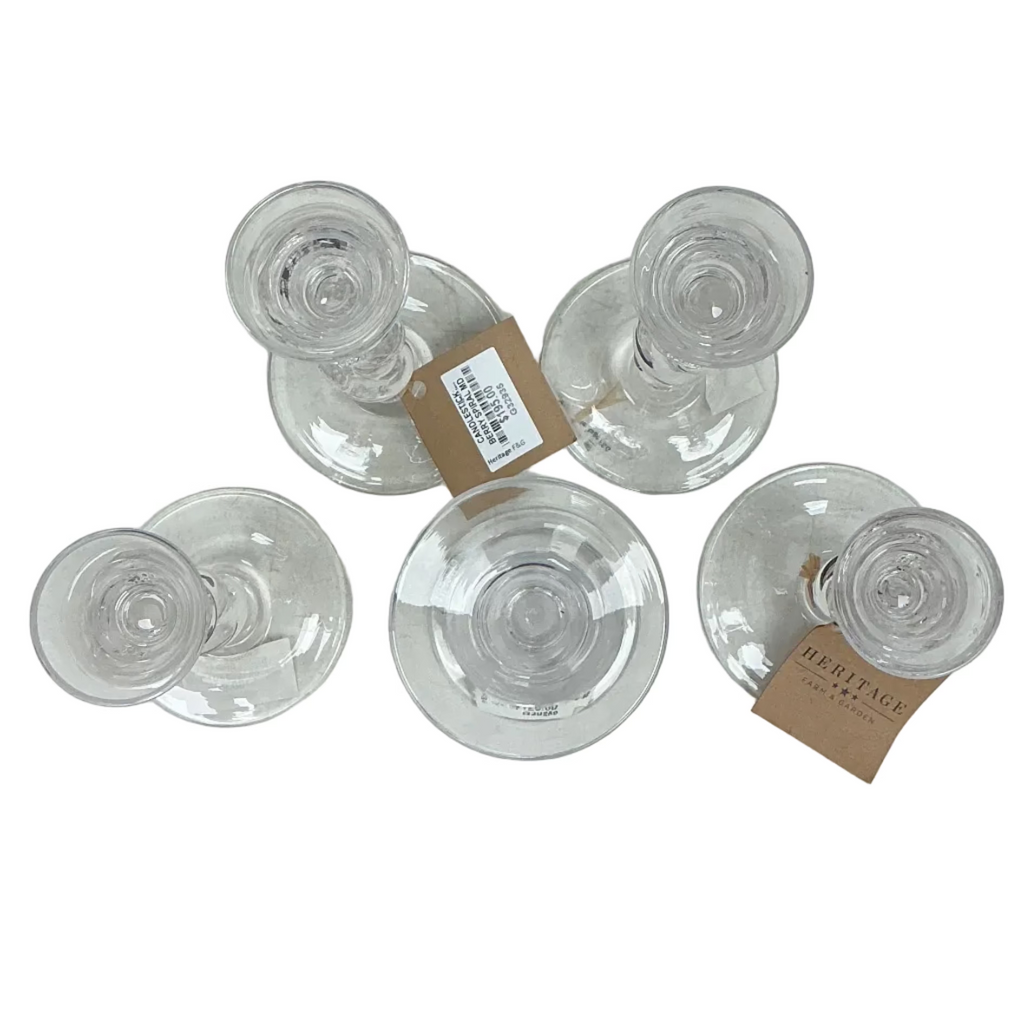 Farm and Garden Heritage Set of Glass Candle Holders
